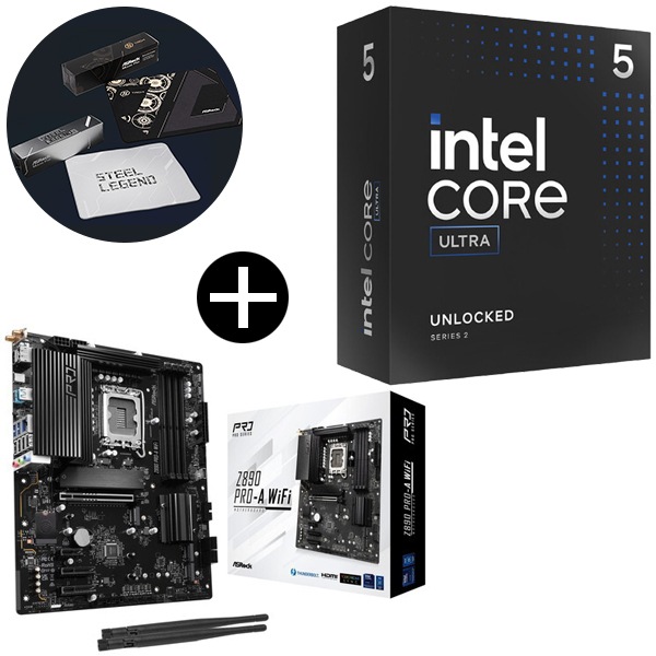Core Ultra 5 245K CPU + ASRock Z890 Pro-A WiFi マザーボード + ASRockオリジナルマウスパッド セット