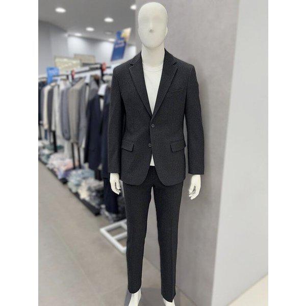 男性秋冬起毛チャコールカラーカジュアルセットアップセミスーツ