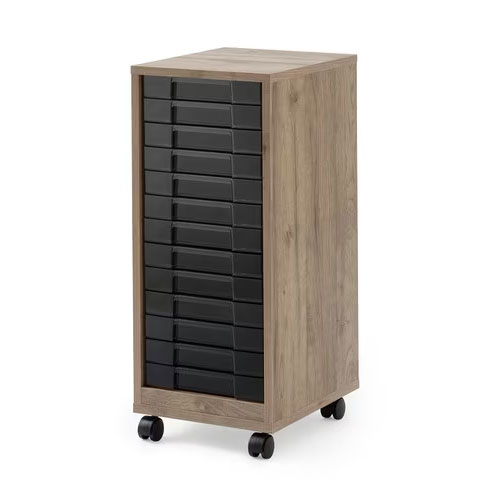 アイリスオーヤマ 木製フロアケース 浅型13段キャスター付き(アッシュブラウン/クリアブラック) MFE7130アツシユBRCBK 8,070円