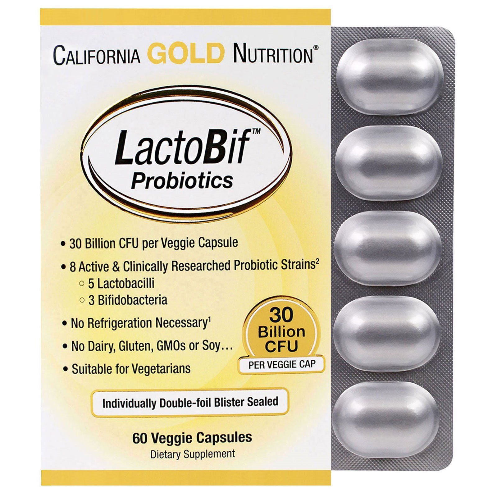 激安底値挑戦中 California Gold Nutrition LactoBif ラクトビフィ プロバイオティクス 300億CFU 植物性カプセル60粒 [並行輸入品]