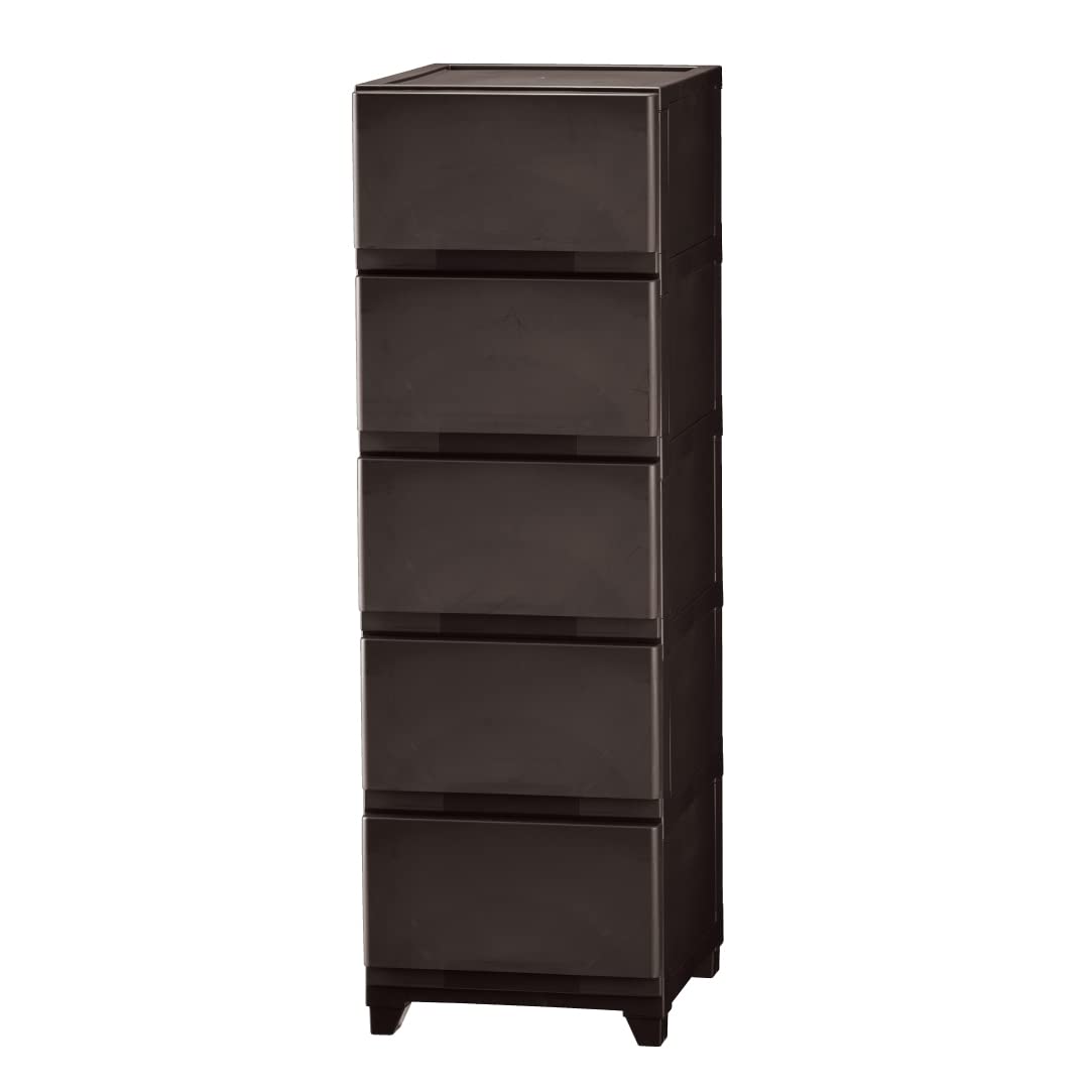 JEJアステージ(JEJ Astage) 収納チェスト 壁付デコニーシーヴォ 5段 ダークブラウン 日本製 収納ボックス 衣類 タンス