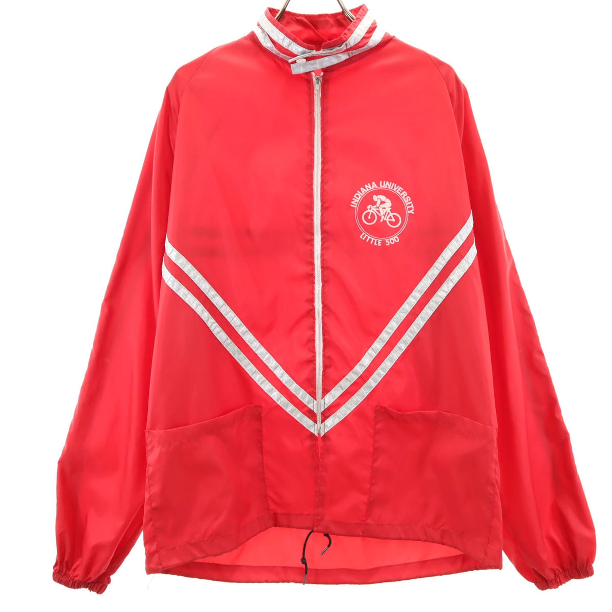 70s ランタグ ヴィンテージ INDIANA UNIVERSITY LITTLE 500 ナイロンジャケット M レッド メンズ 古着
