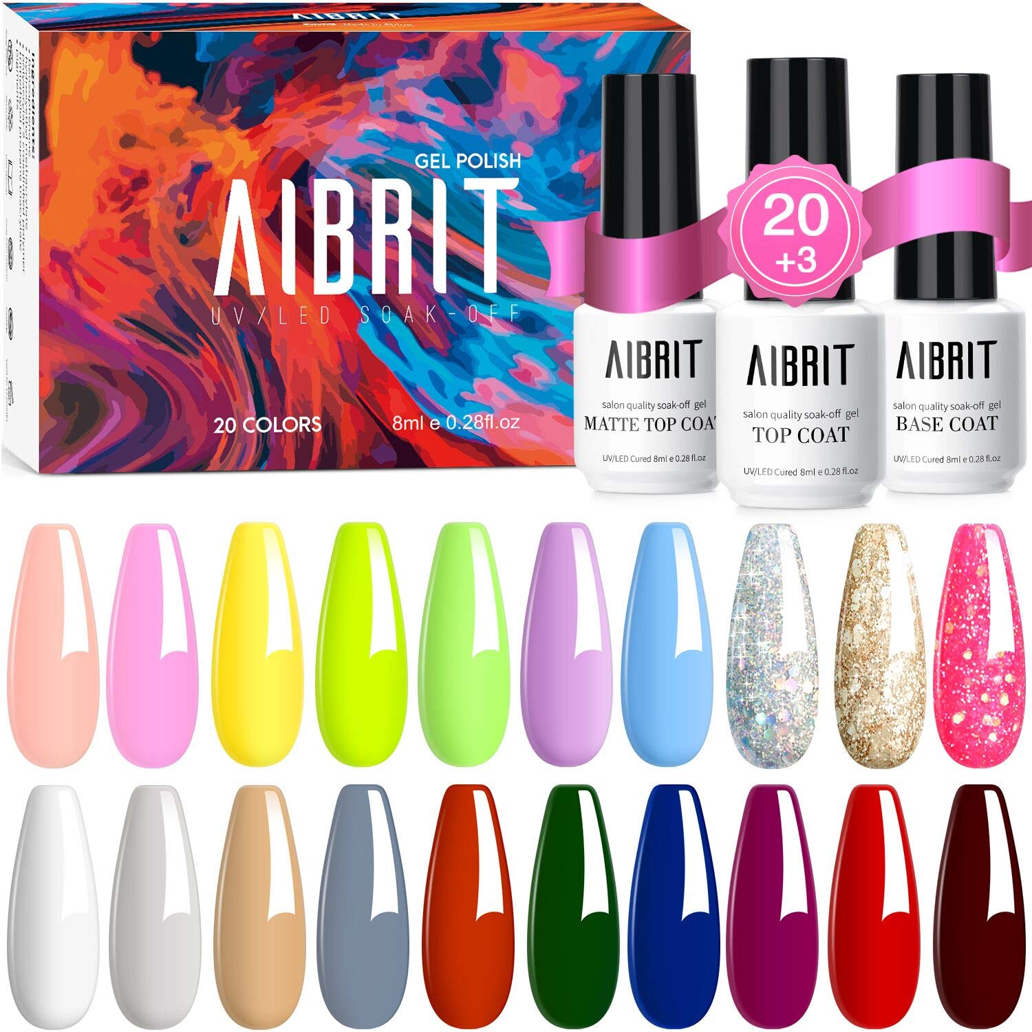 [アメリカ無料直送] [プレミアム商品][満足度上位]Aibrit 23ピースジェルネイルポリシーキ