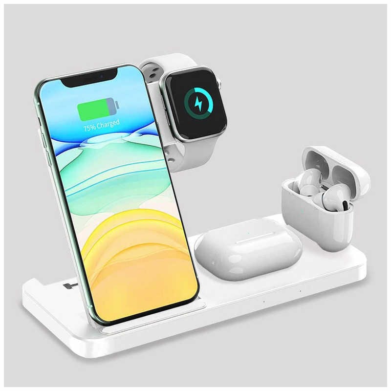 ROYALMONSTER　4 in 1 ワイヤレス充電器PROインテリアスタンド ホワイト ロイヤルモンスター ホワイトWH　RM-3928WH 5,621円