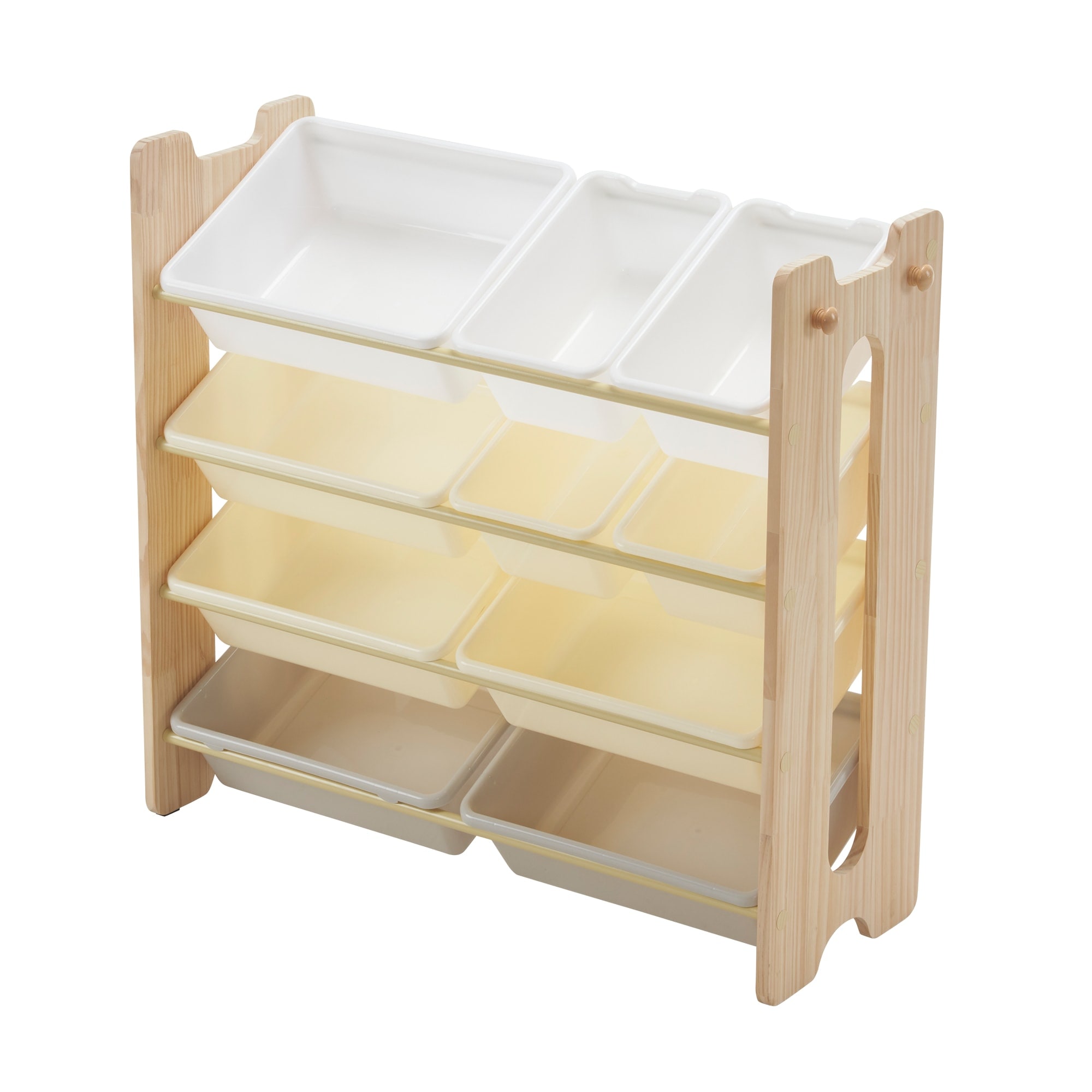 【国内発送&送·料·無·料】【人気商品】おもちゃ収納4段ラック 子ども用家具　天然木-108