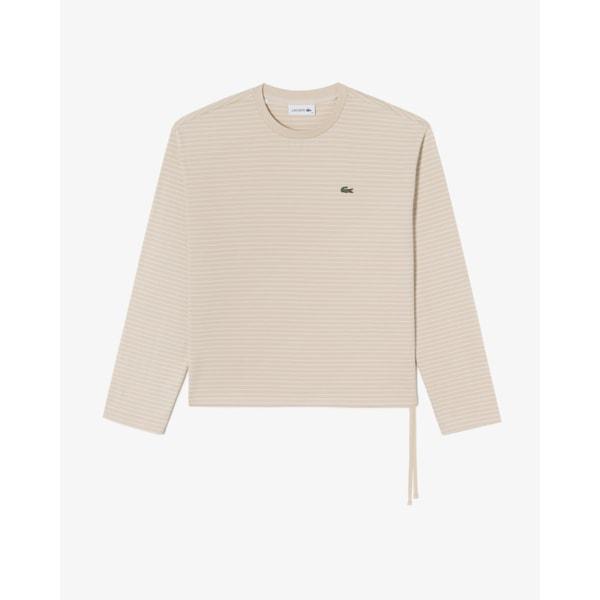 （女性）26SS ストライプ リボン 長袖Tシャツ TF932E-56G X6F (パステルベージュ)