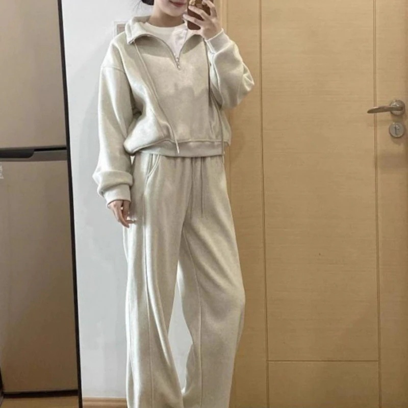 母の日qoo10カジュアルなスポーツスーツを着ている女性ジッパー立襟ガーディアンの背が高級感のある学生の2セットを着ているナイトブラ