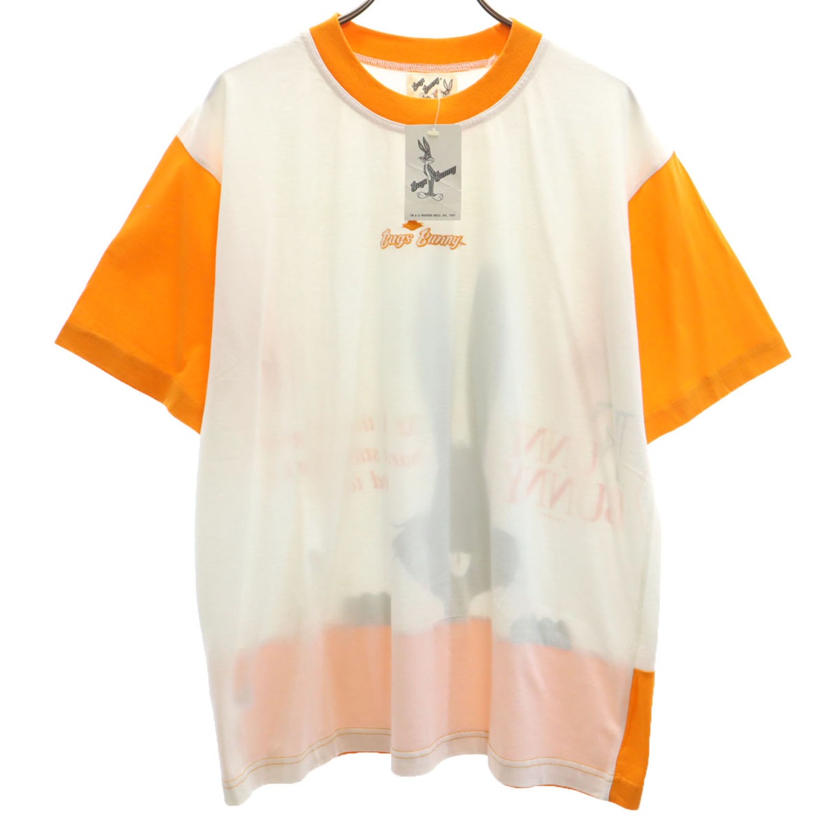 未使用 Bugs Bunny バッグスバニー 半袖 リンガー Tシャツ F ホワイト タグ付き メンズ 古着