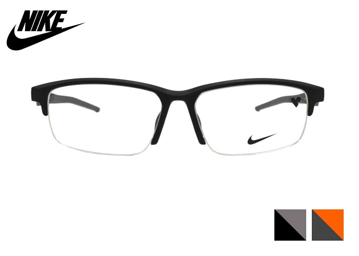 ナイキ NIKE 7062lb スクエア ハーフリム ナイロール 軽量 ラバー 大きい スポーツ スポーティ メガネ ユニセックス メンズ レディース めがね 56サイズ