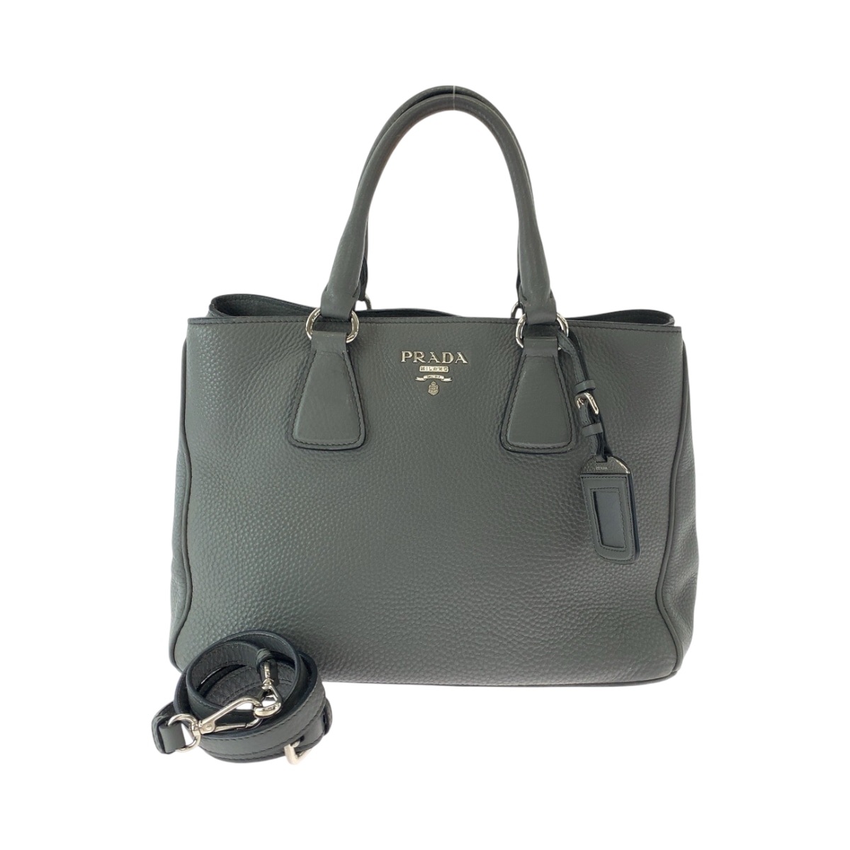 美品 ヴィッテロダイノ ロゴ グレー シルバー金具 レザー BN2579 ショルダーバッグ トートバッグ ハンドバッグ 2way レディース 408719