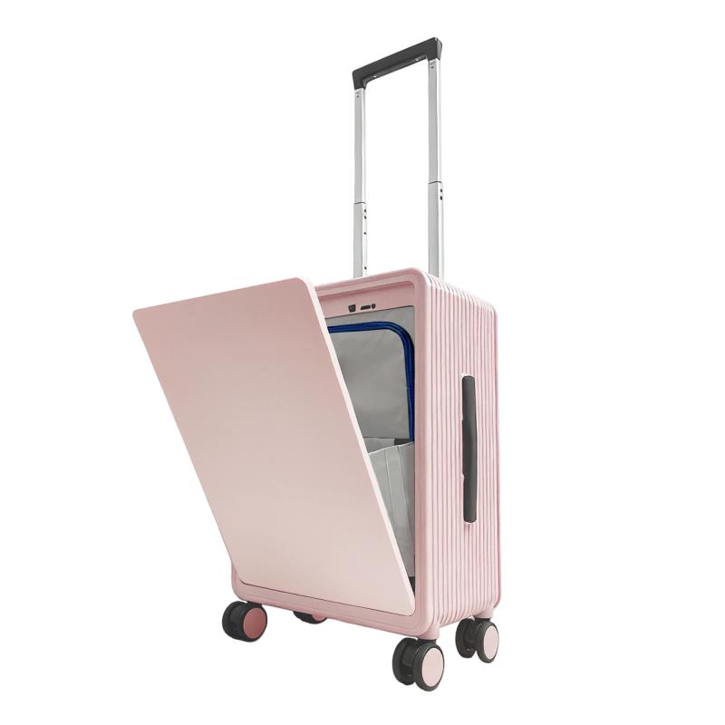 20インチのジッパーなし機内持ち込みスーツケースパーソナライズされた荷物 キャリーケース フロントオープン 航空会社承認TSAロック付きPC材質ハードシェル機内持ち込み手荷物USB充電ポートノ