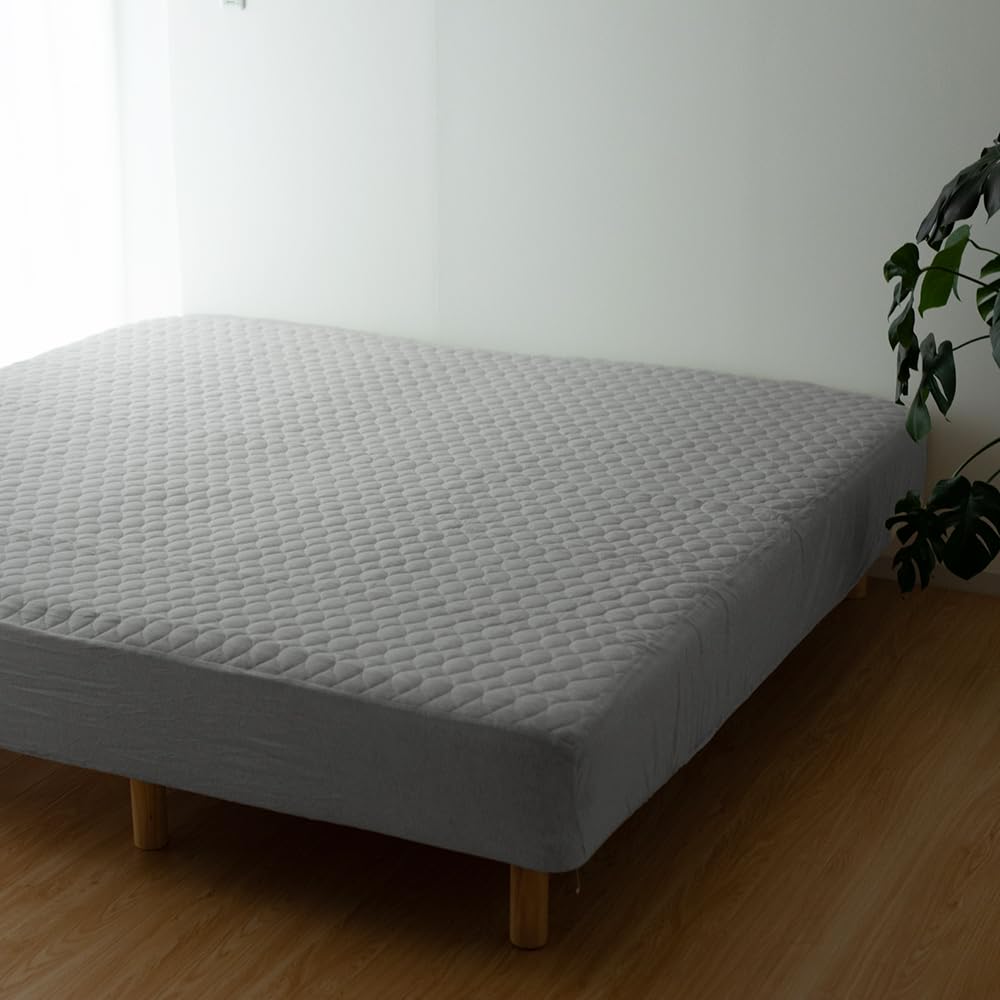 HarvestRoom ハーベストルーム 天竺ニット パッド一体型ボックスシーツ/3人用 グレー 200×200×25cm 綿100% コットン 単品 軽い 杢カラー 通年