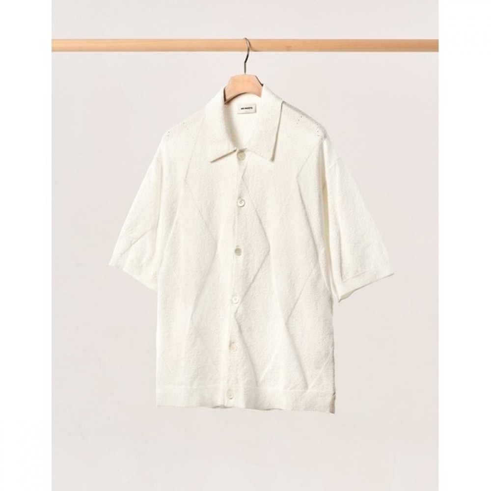 [ヘッジス] 24SS ホワイトブークルショートスリーブニット HZSW4E802WT