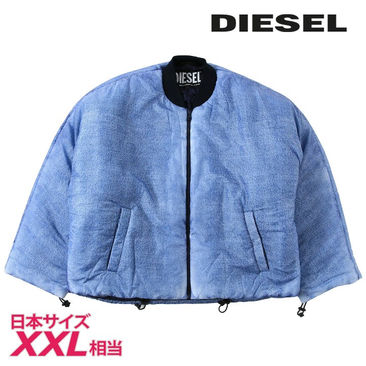 中綿ジャケット メンズ W-DAY-PRINT ウォッシュデニム風デジタルプリント ジップアップ die-m-o-f8-02n