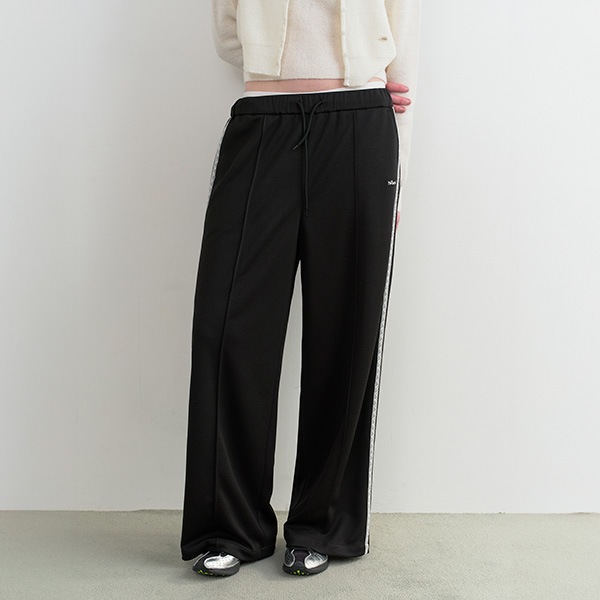 LACE TRACK PANTS BLACK