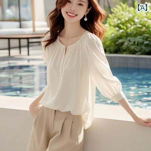 レディース　　シャツ　トップス 杭 州 高級 シルク シャツ レディース 夏 フランス 太 mm ファッション 冷感 桑 シルク トップ