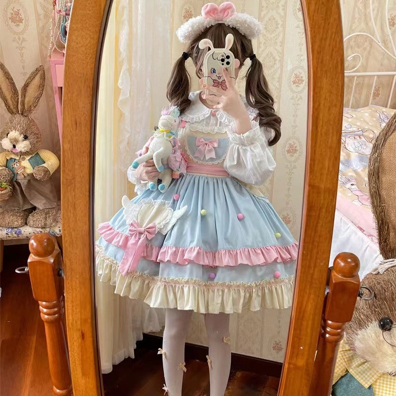 Lolita正规品定制款SJK连衣裙洛丽塔可爱大童洋装女生秋季款套装裙