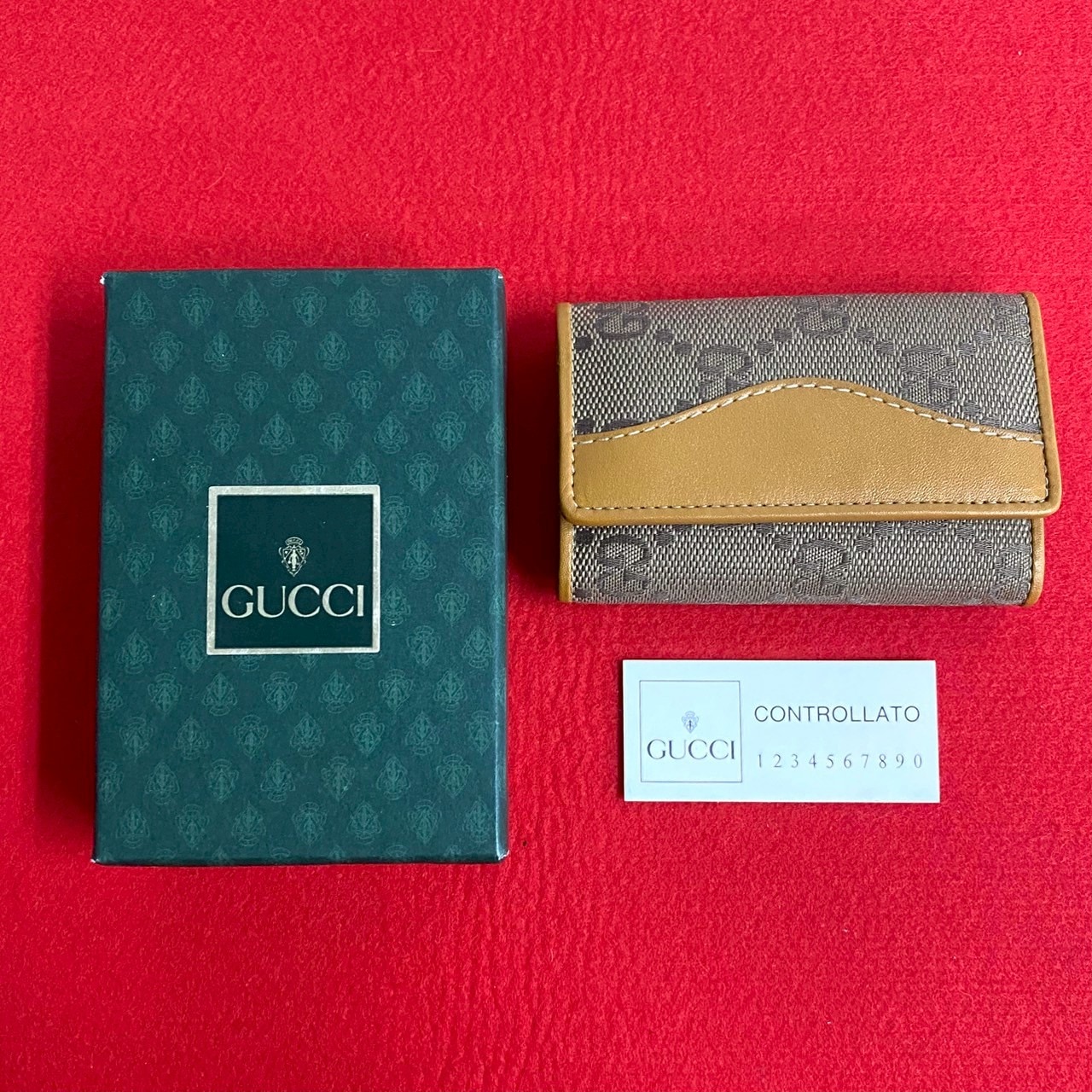 ヴィンテージ GG ロゴキーケース キャンバス レザー ブラウン 58931