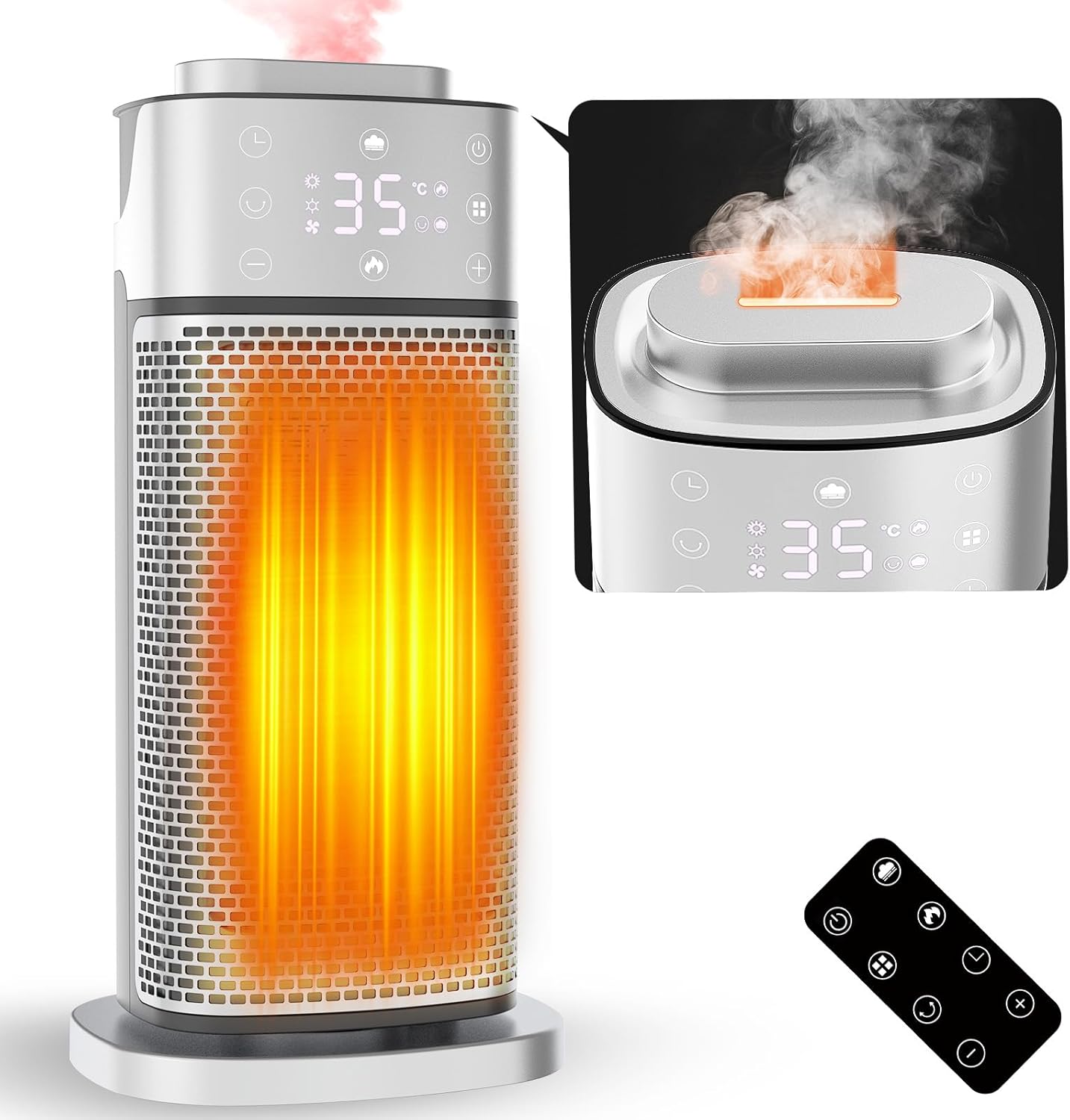 【驚異の静音・超音波加湿搭載】SUKITEN セラミックヒーター 電気ストーブ ファンヒーター ヒーター ECO知能恒温 1200W/800w/10w 90首振り 3段階温度調整