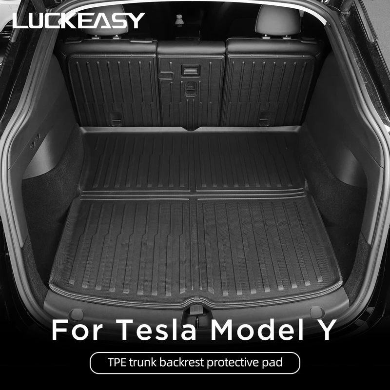 Luckkeasy-リアシートバックレスト保護パッドキックパッドトランクマット車のインテリアアクセサリーテスラモデル2021-2024