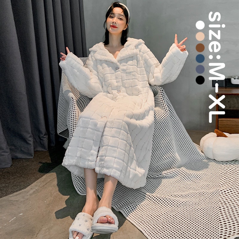 高品質レディースルームウエア パジャマ 前開き レディース オシャレ ワンピースパジャマ 可愛い きれいめ サンゴネル 裏起毛 厚手 防寒 高級感 ルームウエア 部屋着 寝巻き ホテル用 自宅用 上品