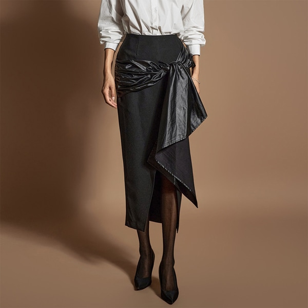 SK9278 グロッシー 結び スカート