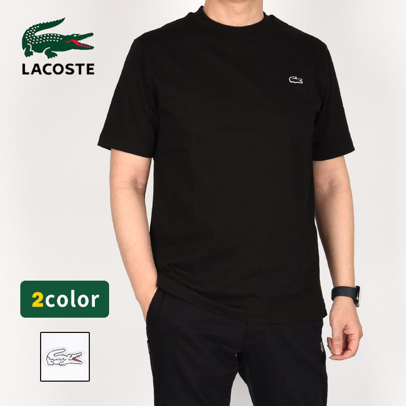 アウトラインクロッククルーネックTシャツ TH5582-99 001 031 黒 白 メンズ コットン Tシャツ ファッション ロゴ ワンポイント ワニ おしゃれ 半袖　ブラック