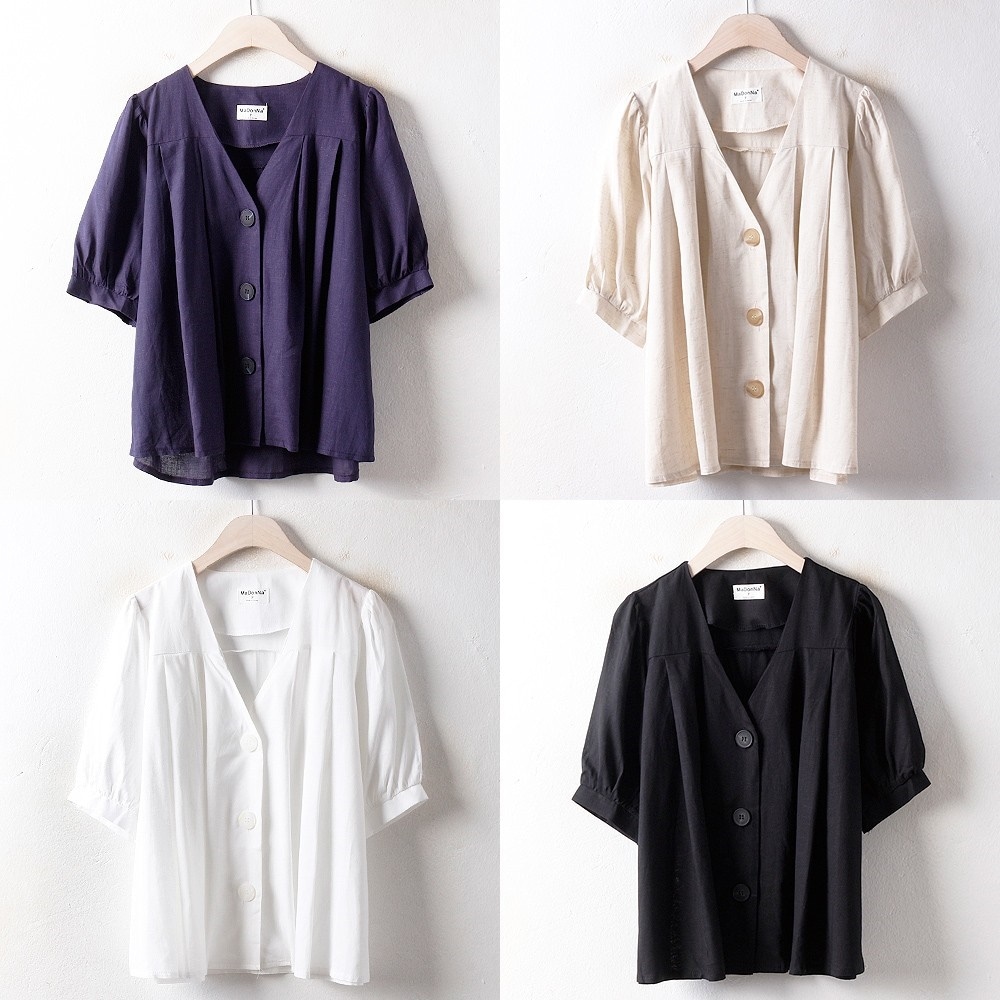 韓国ファッション大きいサイズMOビッグボタンブラウス（2805H807）ビッグ女性服ロングルーズフィット korea fashion bigsize