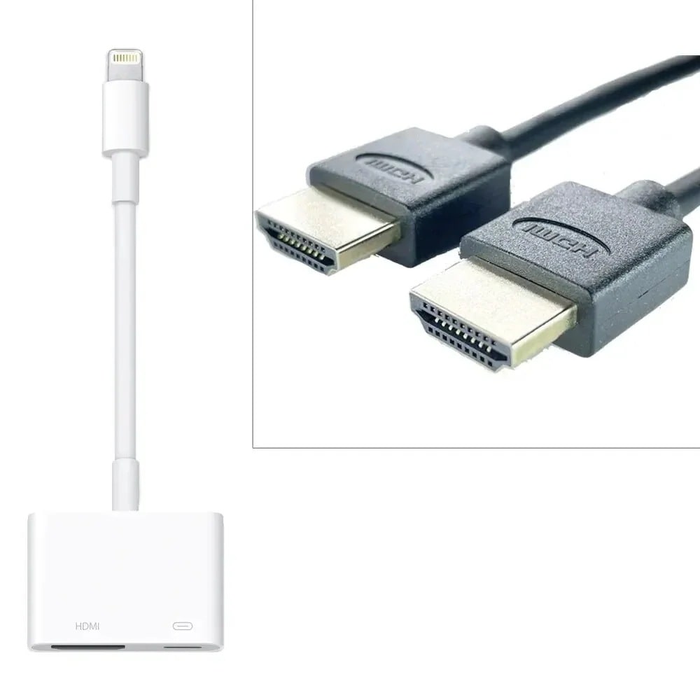 Lightning Digital AVアダプタ + HDMIケーブルセット / iPhone HDMI 変換ケーブル アダプタ