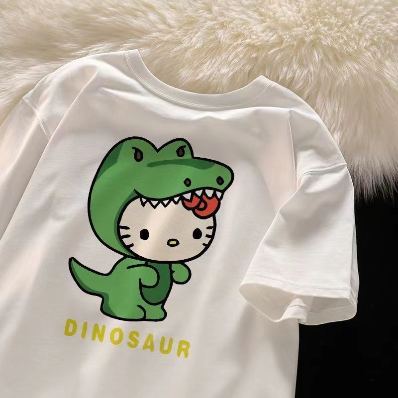【送料無料】アメリカンオーバーサイズ恐竜ハローキティ半袖tシャツ女の子夏chi甘いクール風学生かわいい上着