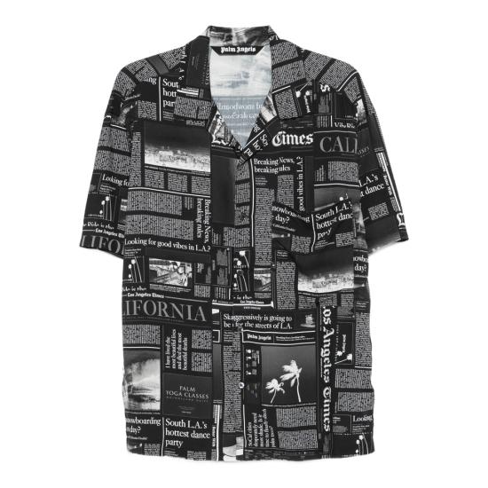 PALM ANGELS Men Shirts PMGG00DF25FA B005 1003 BLACK WHITE
