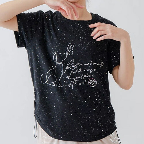 シルバーメタリックDogTシャツ フィットネス 半袖 ウィメンズ 1634-1620-BLK