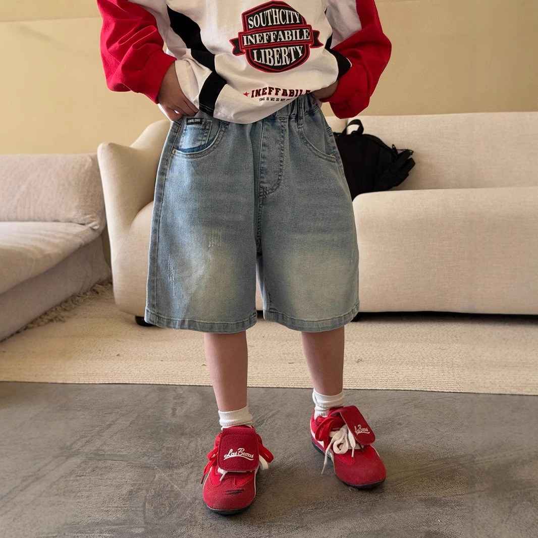 [パンツ]2025夏新作パンツ ボーイズデニムパンツ夏2025新作カジュアル5分丈パンツ