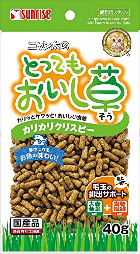 （まとめ買い）サンライズ ニャン太のとってもおいし草 カリカリクリスピー 40g SNY-039 猫