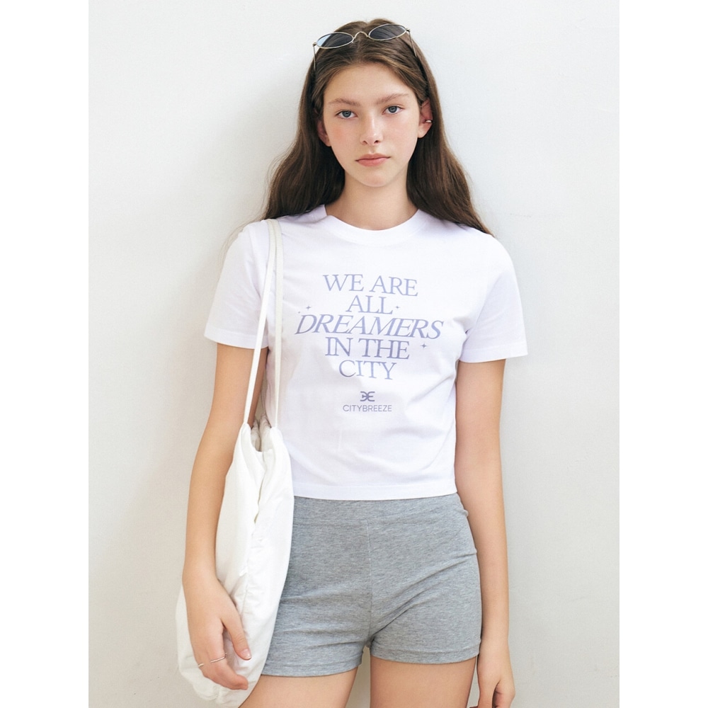シティブリーズドリーマーレタリングクロップショートスリーブ Tシャツホワイト