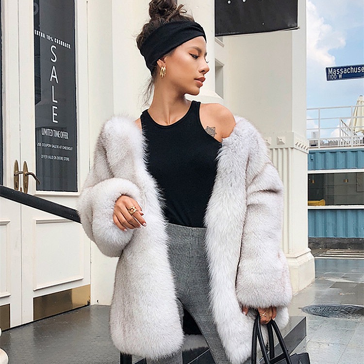 大人の魅力 ファーコート レディース 毛皮コート フォックス風 フェイクファー ボリュームファー ミディアム丈 ジャケット 上着 暖かい きれいめ アウター 高級素材