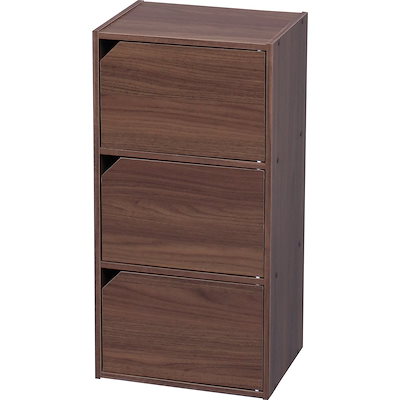 他サイト： アイリスオーヤマ カラーボックス 収納ボックス 本棚 扉付き 3段 幅36.6×奥行29×高さ73.2cm ウォールナットブラウン モジュールボックス MDB-3Dの商品画像