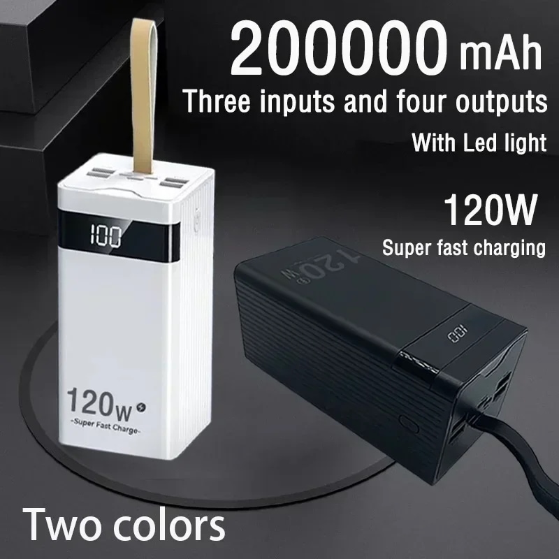 LED付きインテリジェントデジタルディスプレイ,モバイル電源,大容量,超急速充電,屋外,200000mah,120w - 509