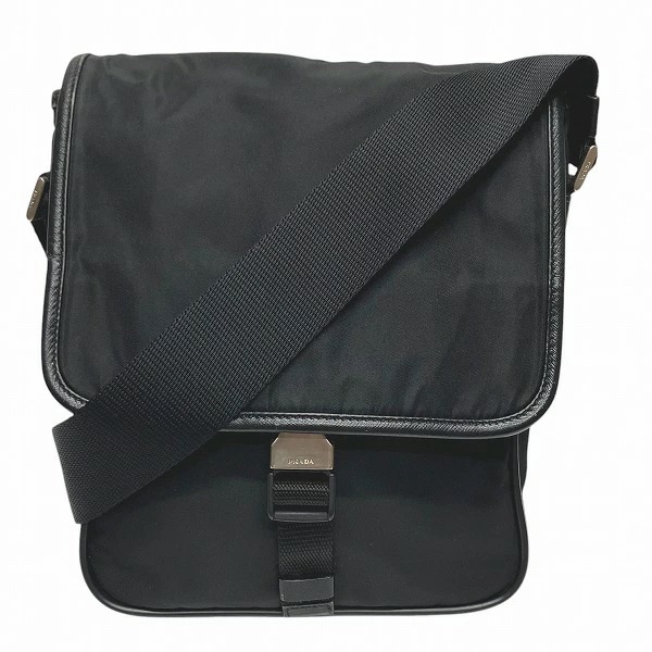 プラダ V167 ブラック ポシェット 三角プレート バッグ ショルダーバッグ 【中古】