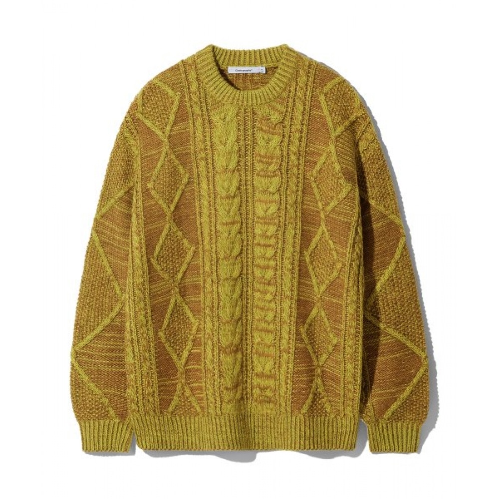 CODEGY ケーブルダブルエクセレントプルオーバーニット_イエロー