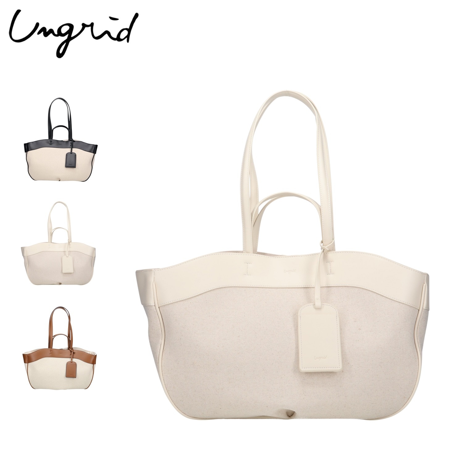 トートバッグ レディース カードケース ポーチ付 A4サイズ対応 無地 リネンキャンバス コンビ UNG-54150B