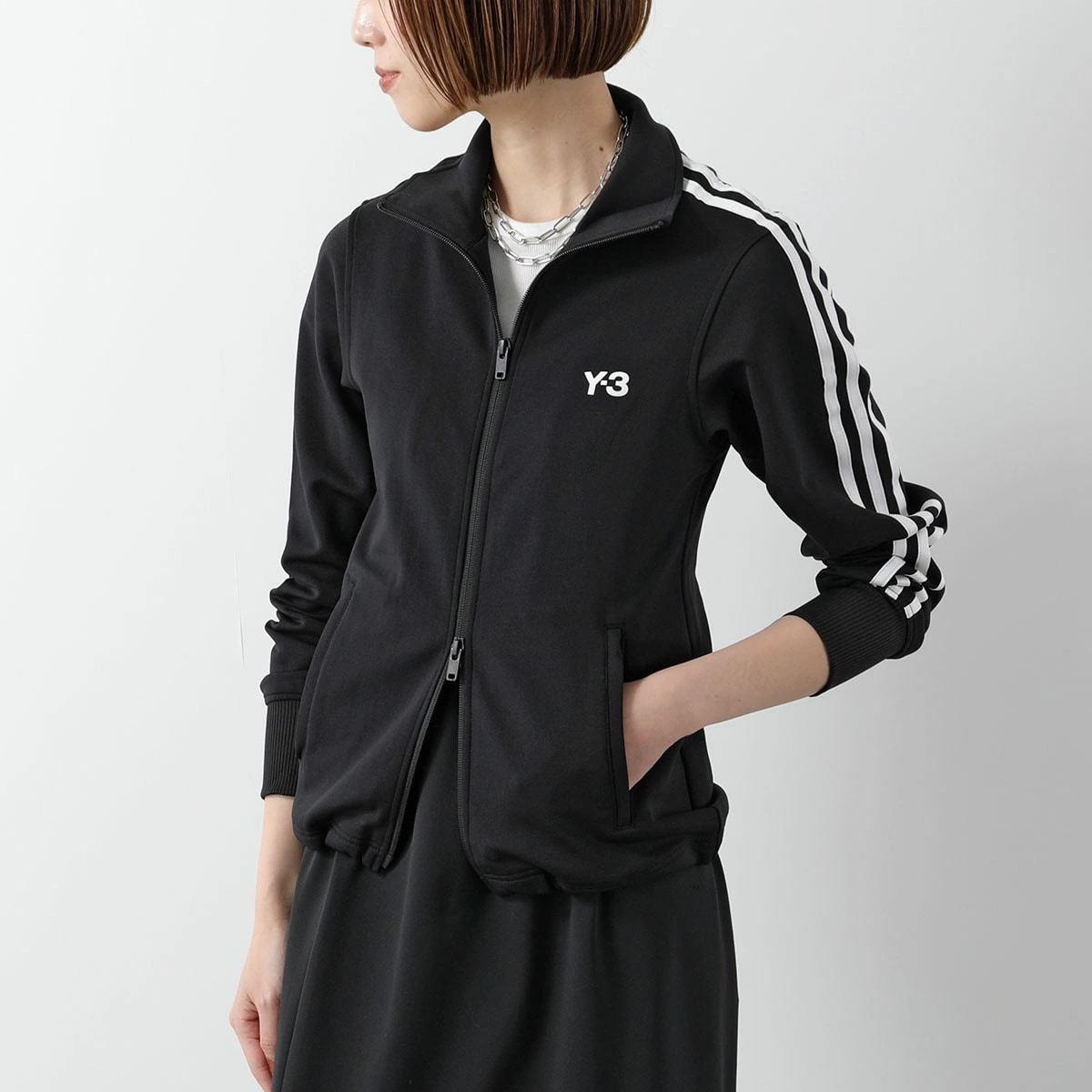 Y-3 ワイスリー ジャケット W TT IW7460 レディース ジップアップ ブルゾン ジャージ ロゴ ナイロン スタンドカラー BLACK