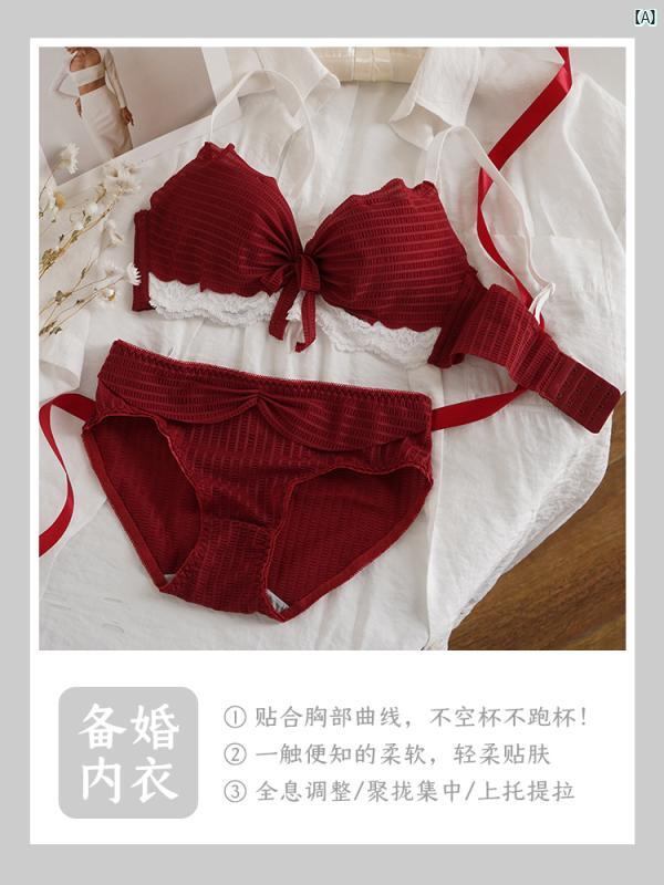 ヴィクトリア レッド 下着 レディース 結婚式 花嫁 貧 乳 ワイヤーリング し副 胸 垂れ 防止 レース ブラジャー
