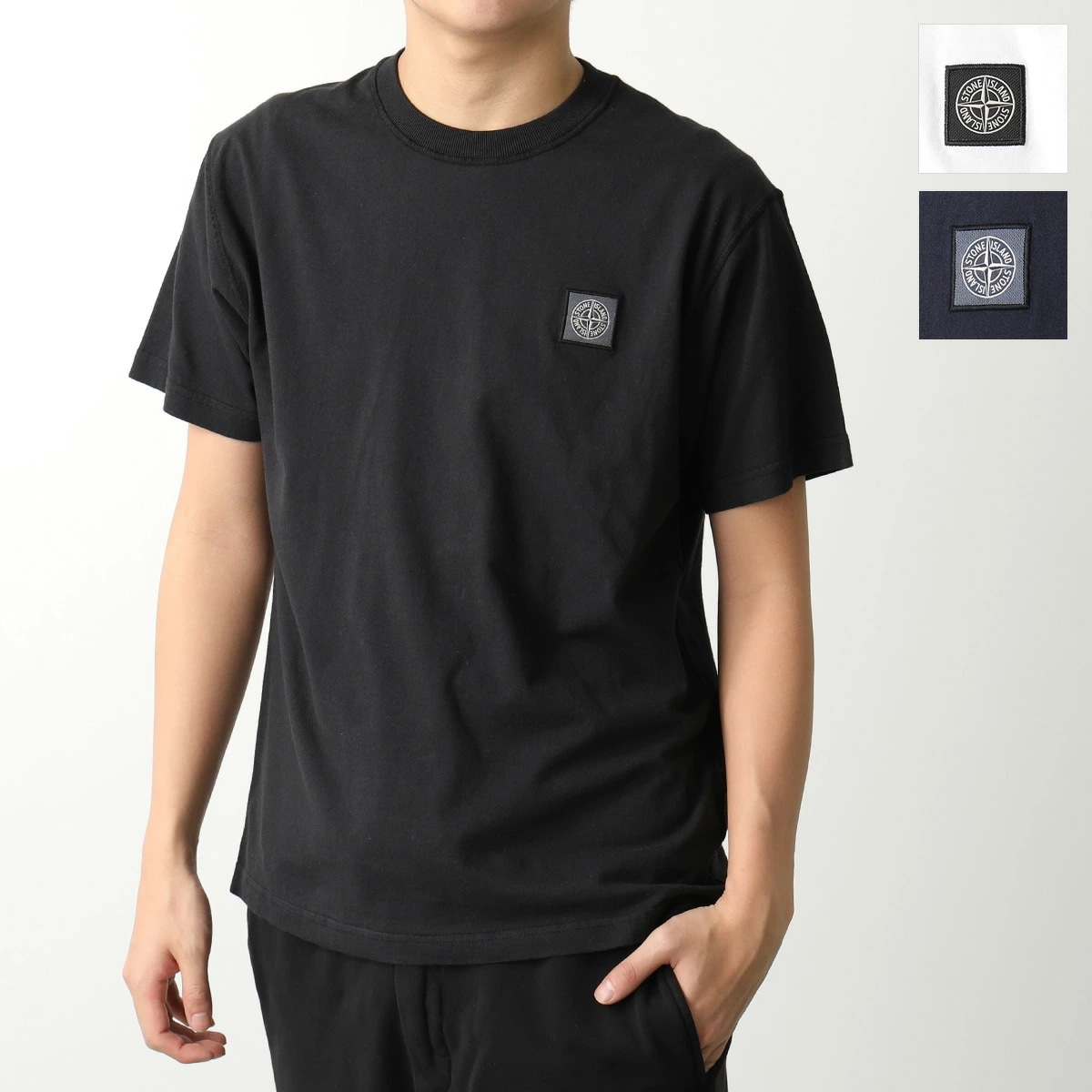 STONE ISLAND ストーンアイランド 半袖Tシャツ 801523757 メンズ ロゴパッチ ロゴT コットン カットソー クルーネック カラー3色