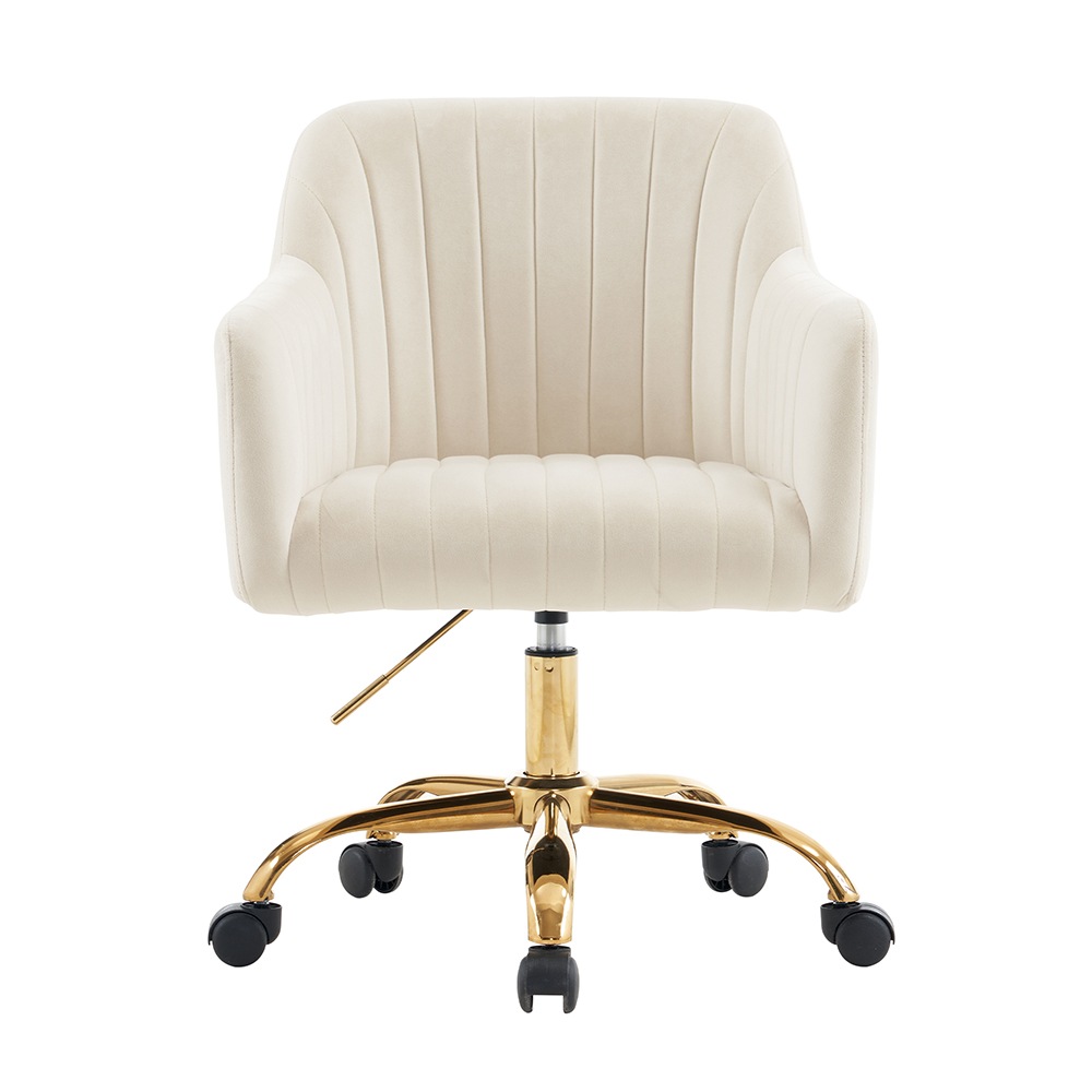 【ベージュ】オフィスチェア デスクチェア 回転チェア 肘掛け付き ダイニングチェア パソコンチェア ワークチェア ソファチェア リビングチェア 柔らかい レトロ かわいい モダン