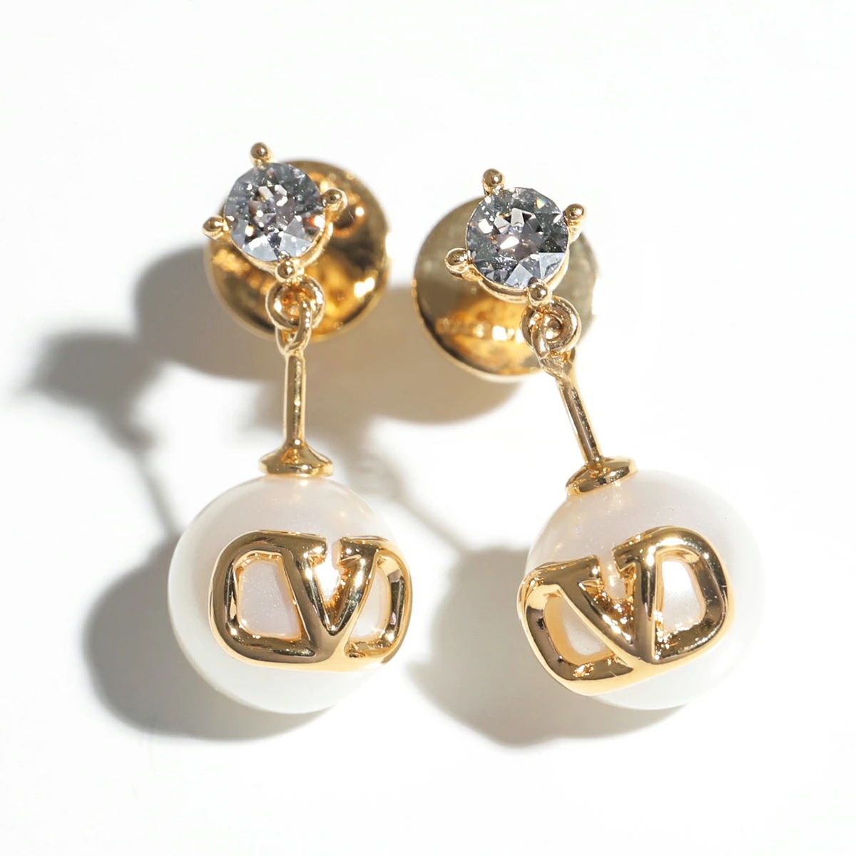 VALENTINO ヴァレンティノ ピアス 5W2J0W80 HJY レディース Vロゴ シグネチャー パール クリスタル装飾 アクセサリー Y49