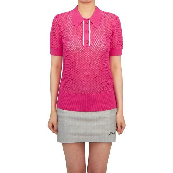 J.LINDEBERG ゴルフウェア 女性用カラー半袖ニット GWKW09332 Q116