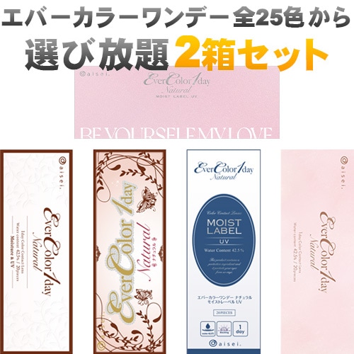 エバーカラーワンデー ナチュラル&モイストレーベルUV/2箱SET(40枚)/25カラー