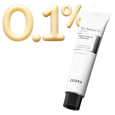 他サイト： COSRX 純粋レチノール0.1クリーム20ml レチノールクリーム ビタミンE アラントイン ヒアルロン酸 パンテノール ピュアレチノール ハリ ツヤ 弾力 敏感肌 人体適用テスト済み コスアールエの商品画像