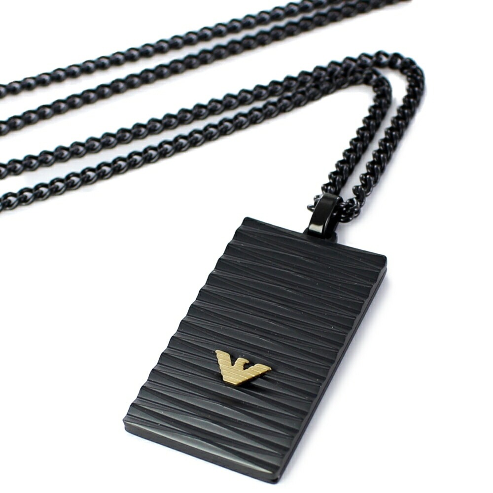 エンポリオアルマーニ ネックレス メンズ レディース チェーンネックレス ペンダント ブラック 記念日ギフト プレゼント シンプル おしゃれ 誕生日プレゼント 男性 実用 彼氏 友達 同僚 旦那 父親